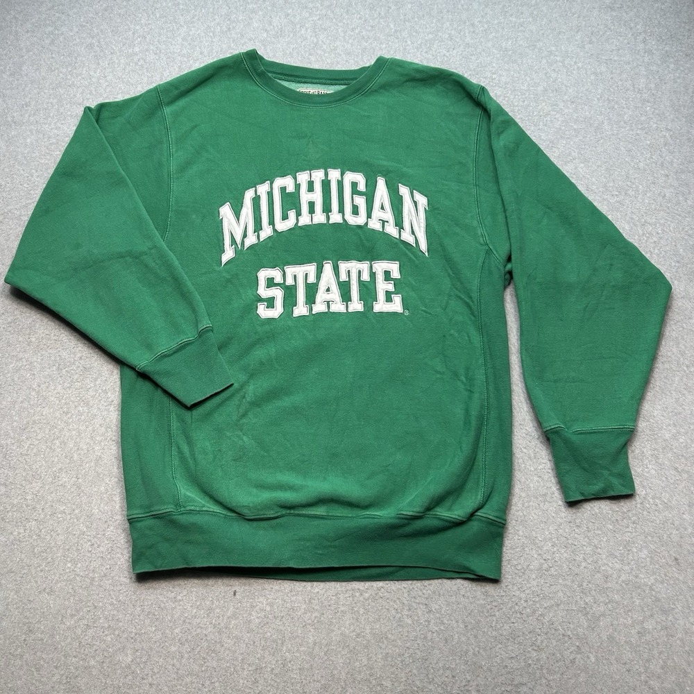 VTG Michigan State‎ Steve And Barry Reverse Weave Embroidered Sweatshirt Sz L